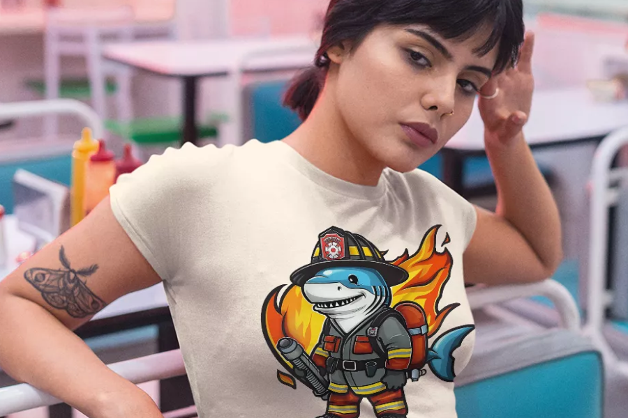 Fashionable Firefighter Crop Tee