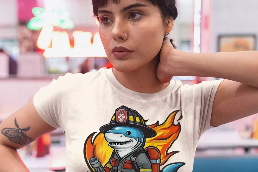 Stylish Cropped Firefighter Tee